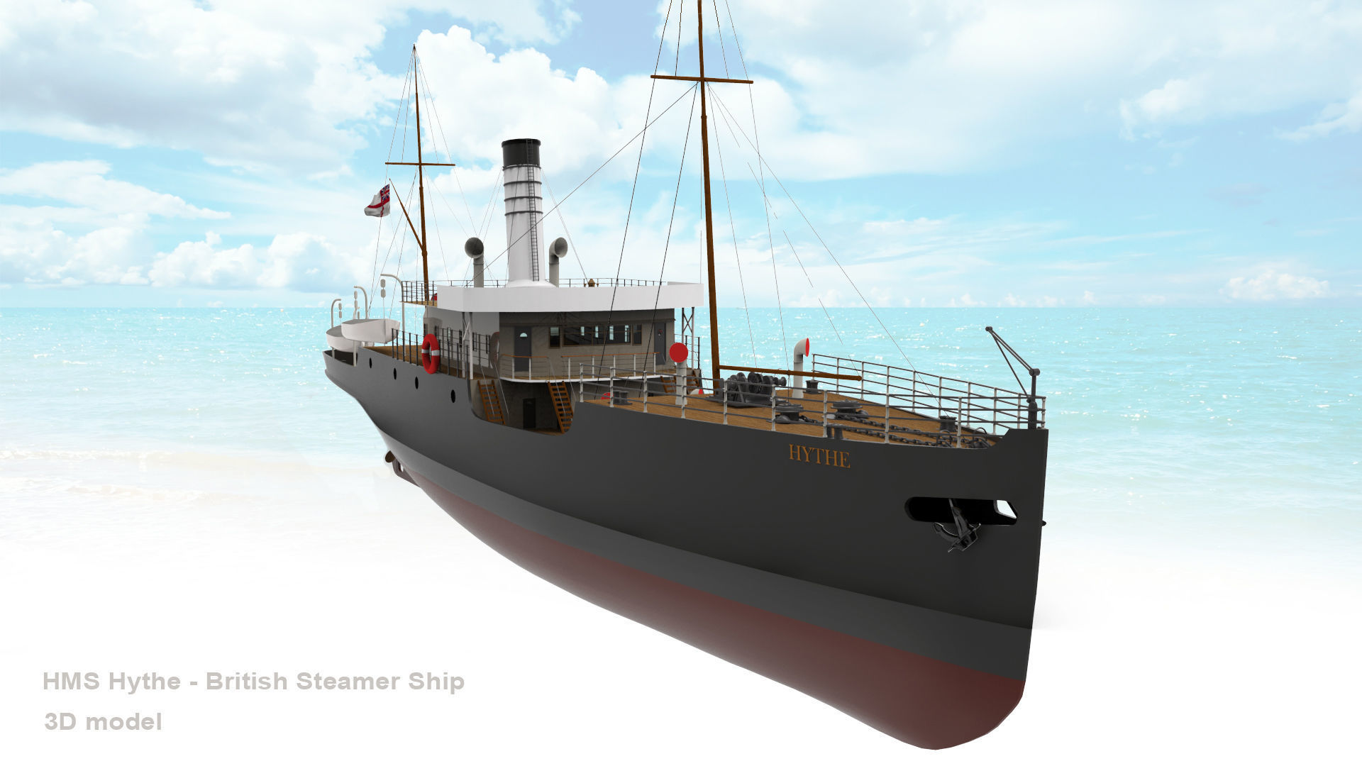 HMS Hythe - British Steamer Ship  3D model_3