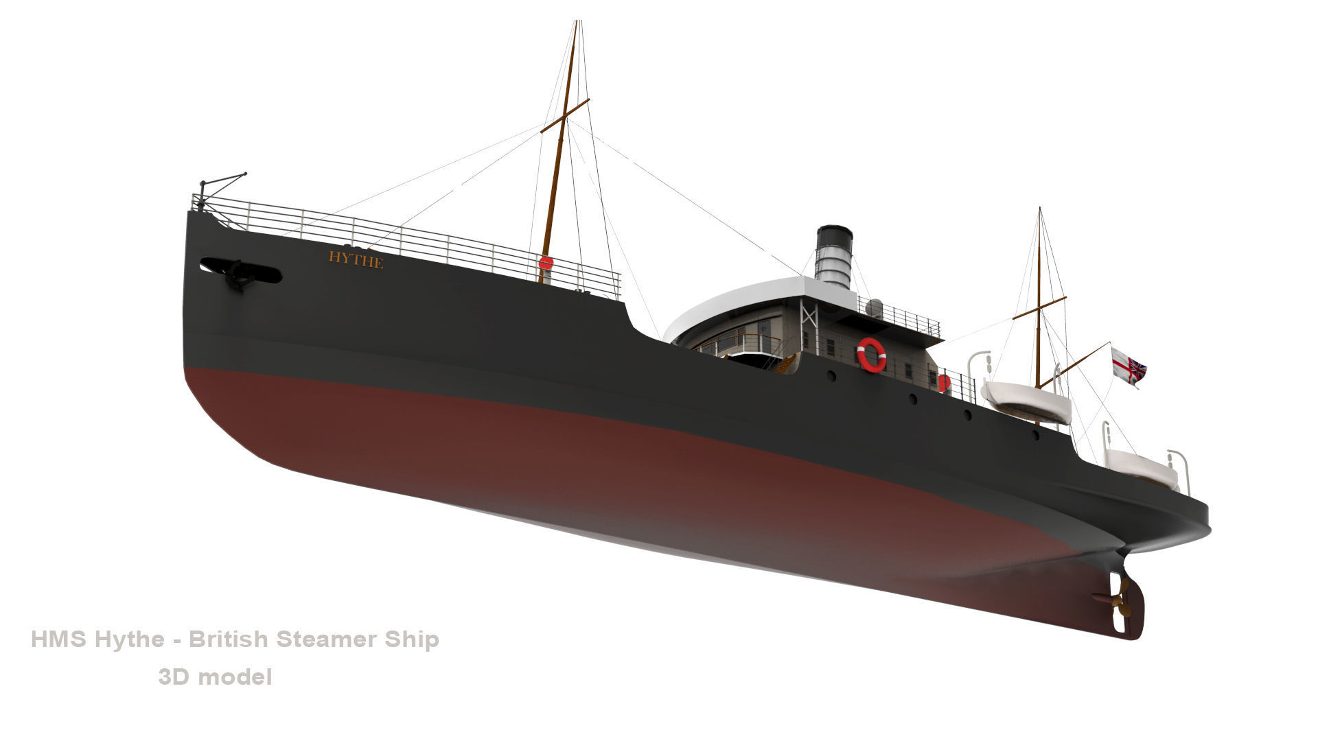 HMS Hythe - British Steamer Ship  3D model_5