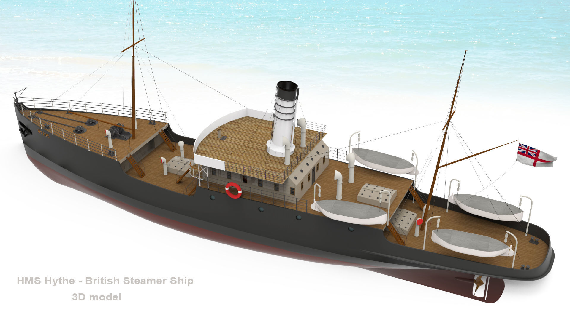 HMS Hythe - British Steamer Ship  3D model_8