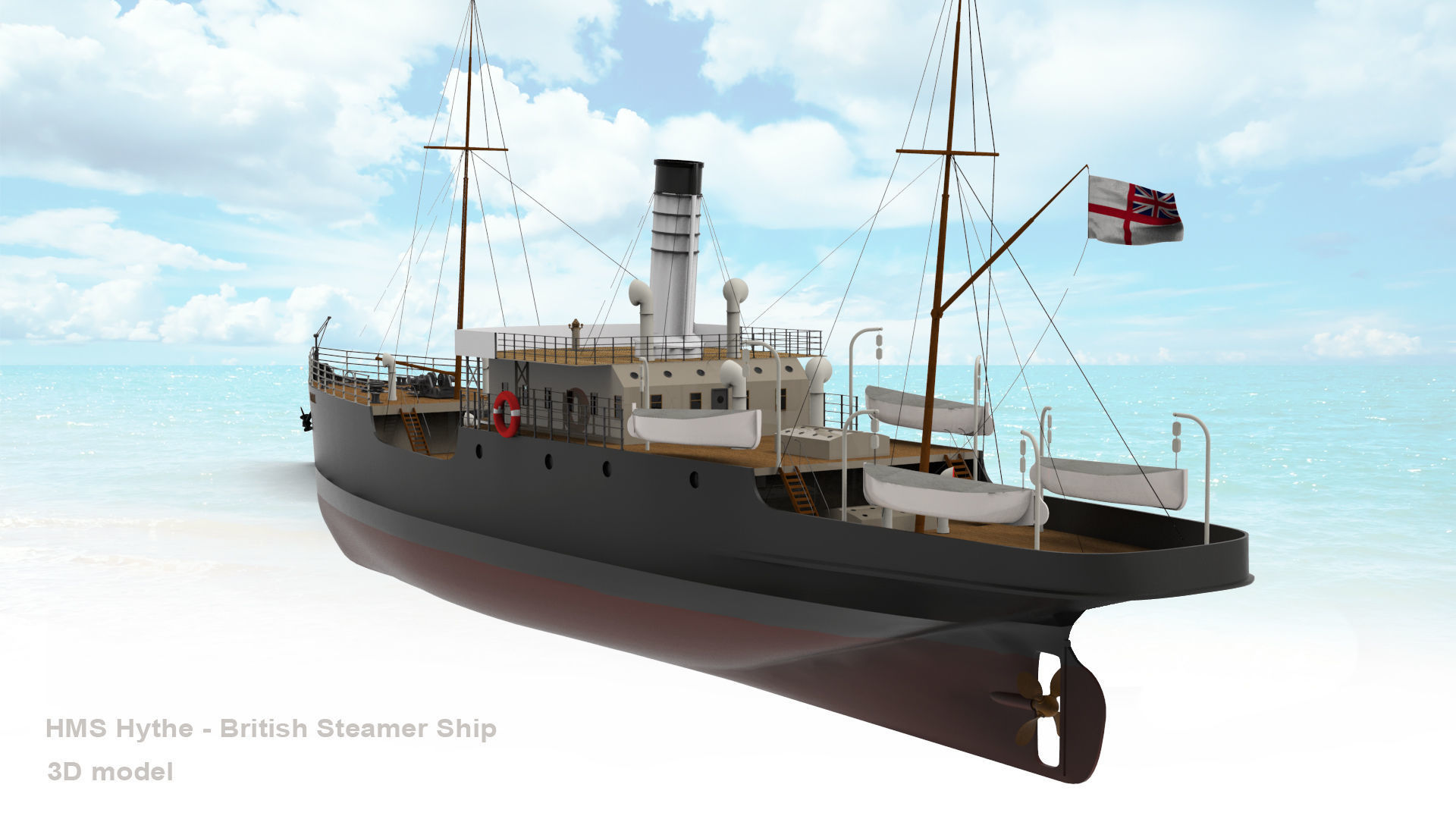 HMS Hythe - British Steamer Ship  3D model_1