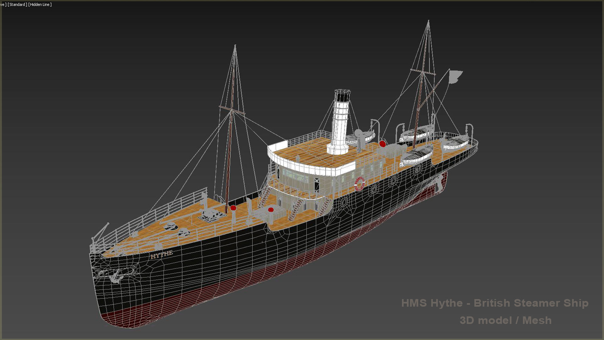 HMS Hythe - British Steamer Ship  3D model_12