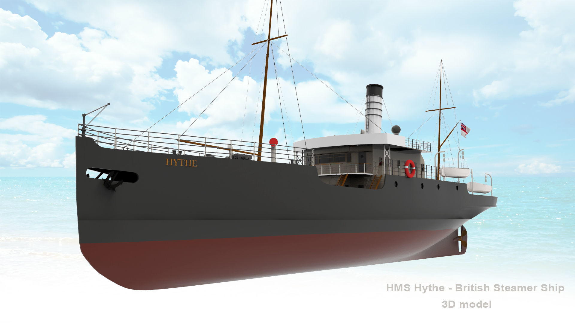 HMS Hythe - British Steamer Ship  3D model_6