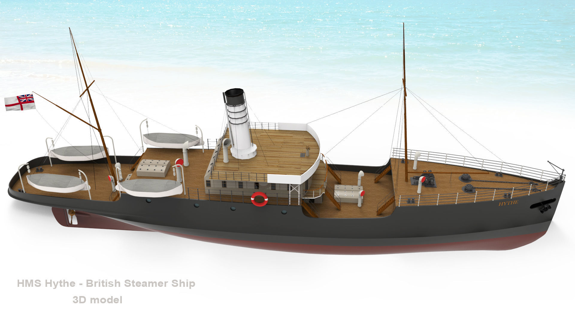 HMS Hythe - British Steamer Ship  3D model_10