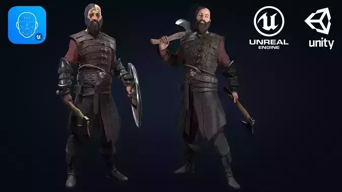Viking Berserker Low-poly 3D model
