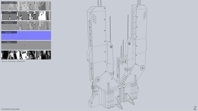 Futuristic building collection 3D Model Pack 5