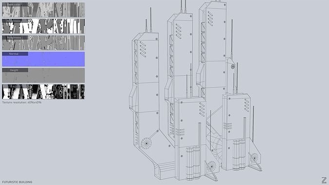 Futuristic building collection 3D Model Pack 7