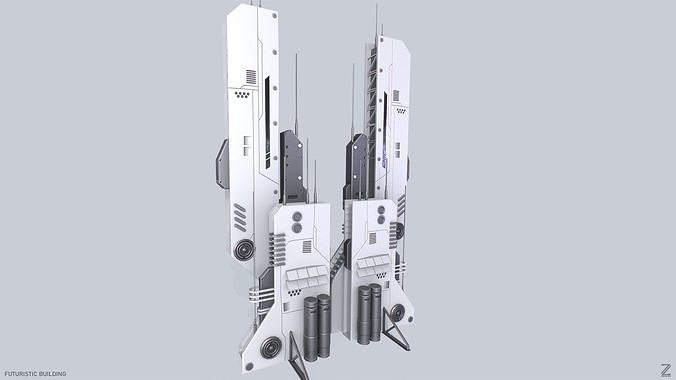 Futuristic building collection 3D Model Pack 4