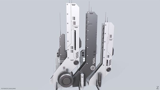 Futuristic building collection 3D Model Pack 6