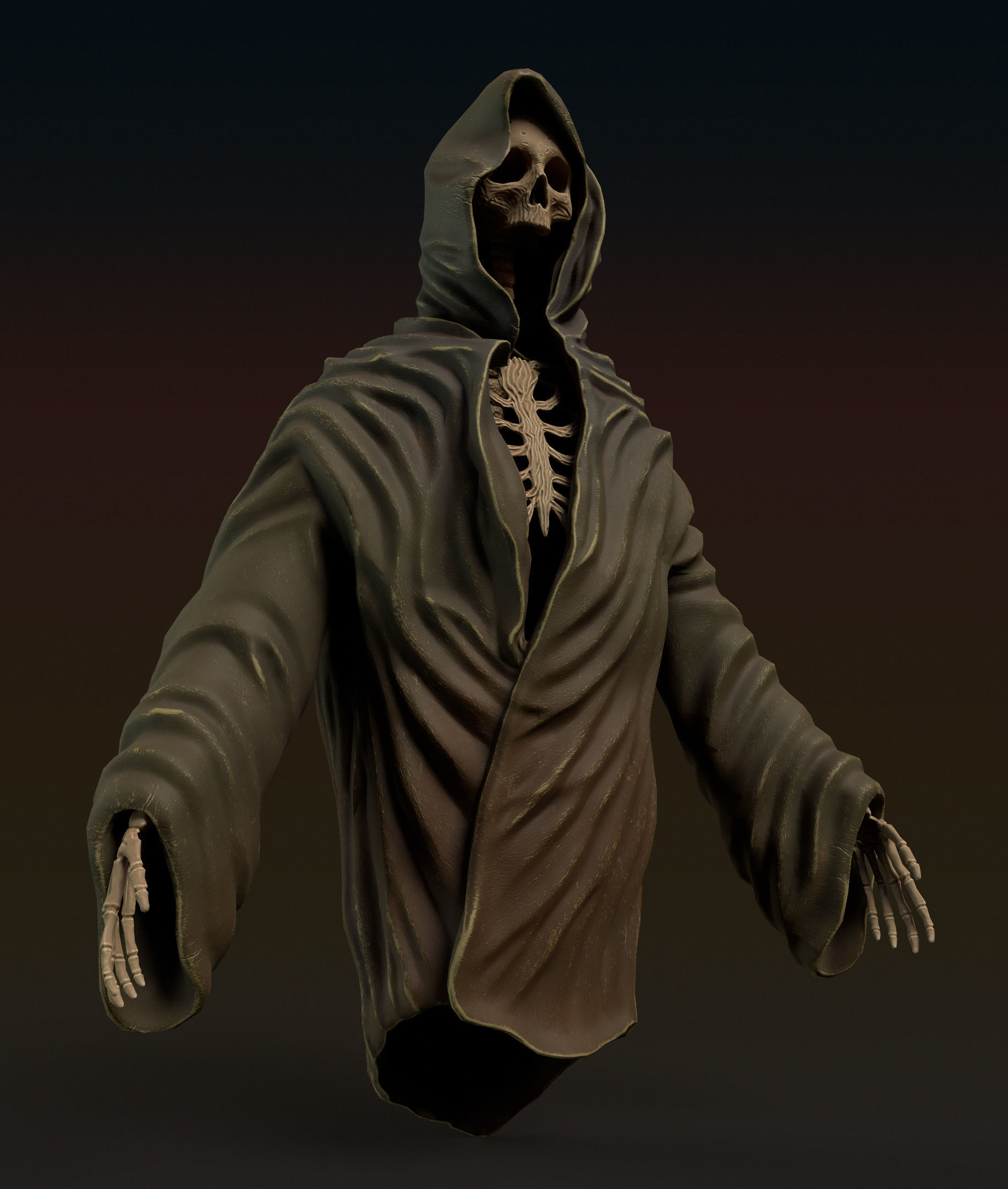 Wraith Skeleton Low-poly 3D model_2