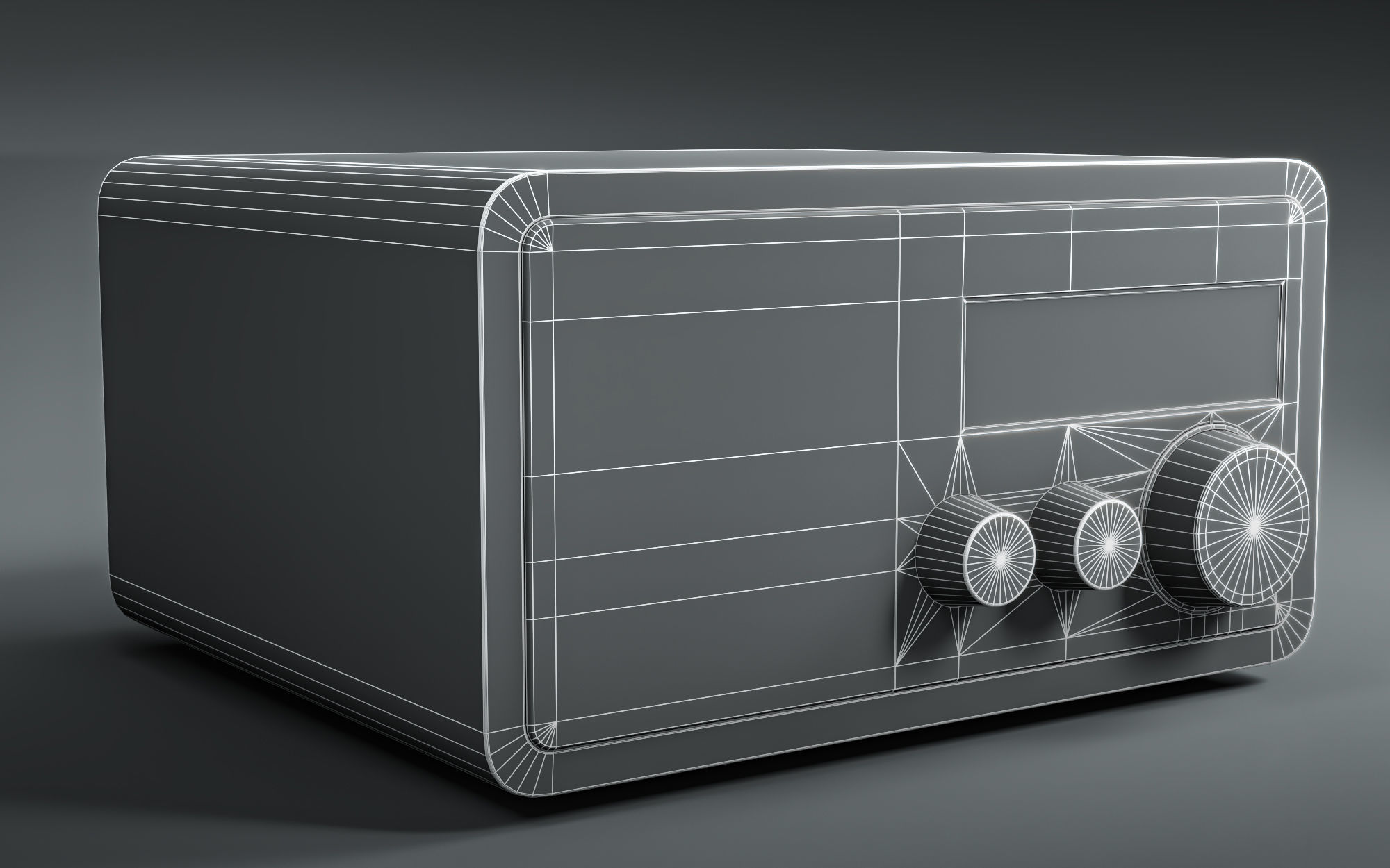 Sangean WR-11SE AMFM Table Top Radio Low-poly 3D model_3