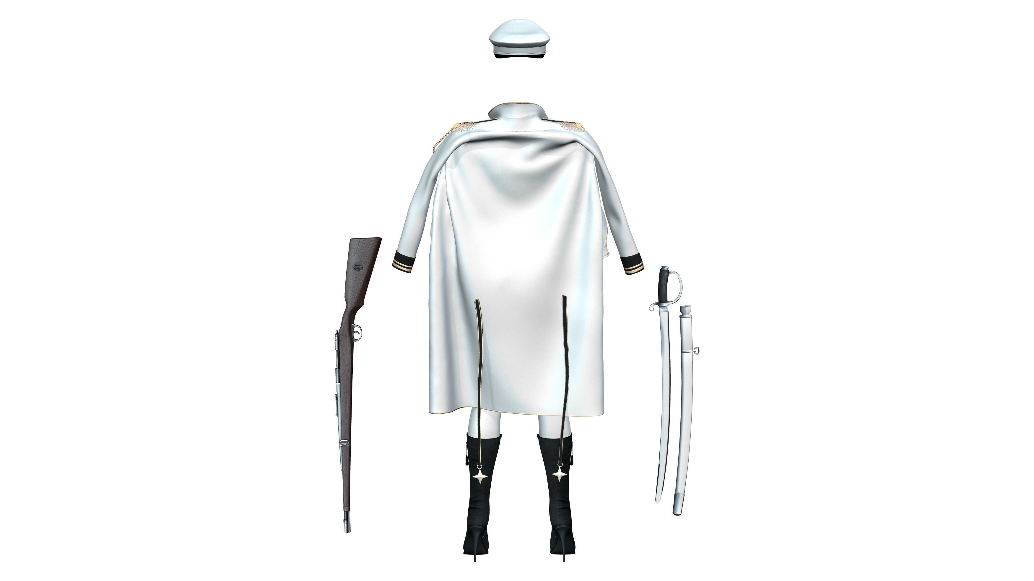 Full Futuristic Female Commander Outfit Low-poly 3D model_9