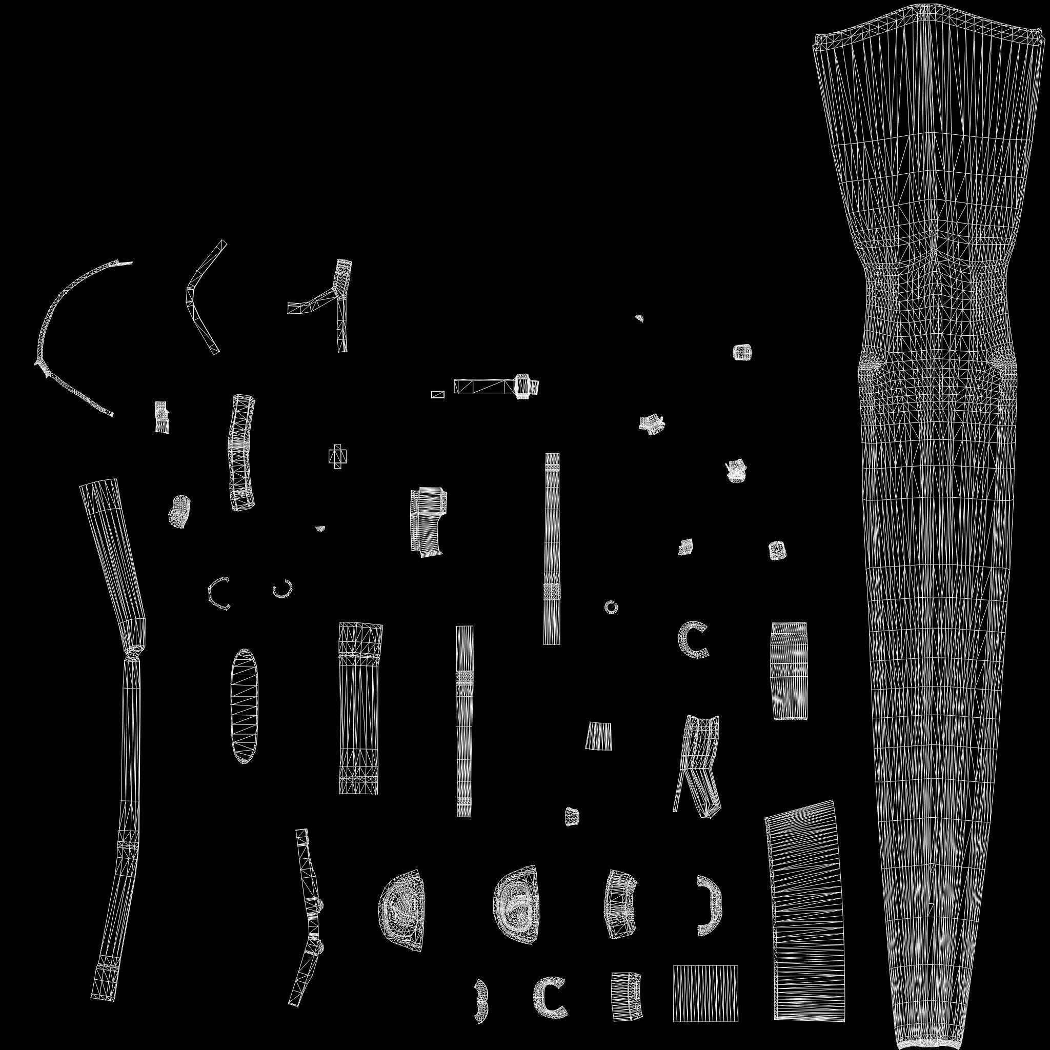 Full Futuristic Female Commander Outfit Low-poly 3D model_16