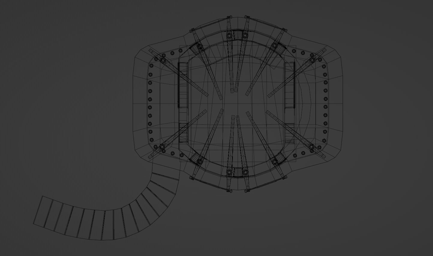 Stone house with stairs Low-poly 3D model_7