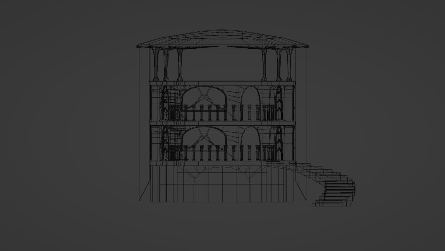 Stone house with stairs Low-poly 3D model_6