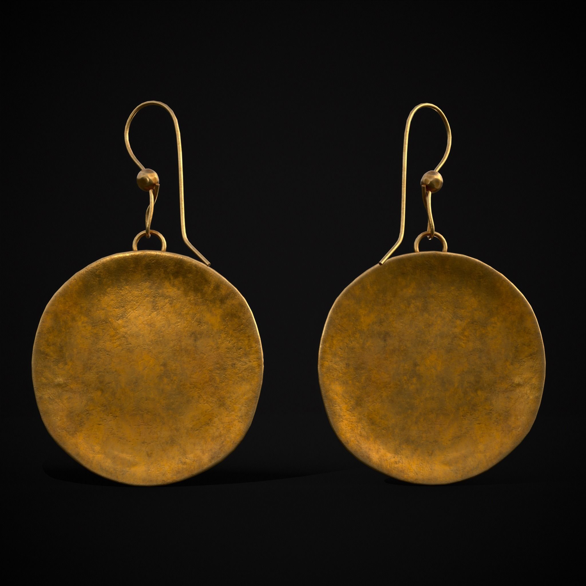 Byzantine Earrings With Garnet Low-poly 3D model_11