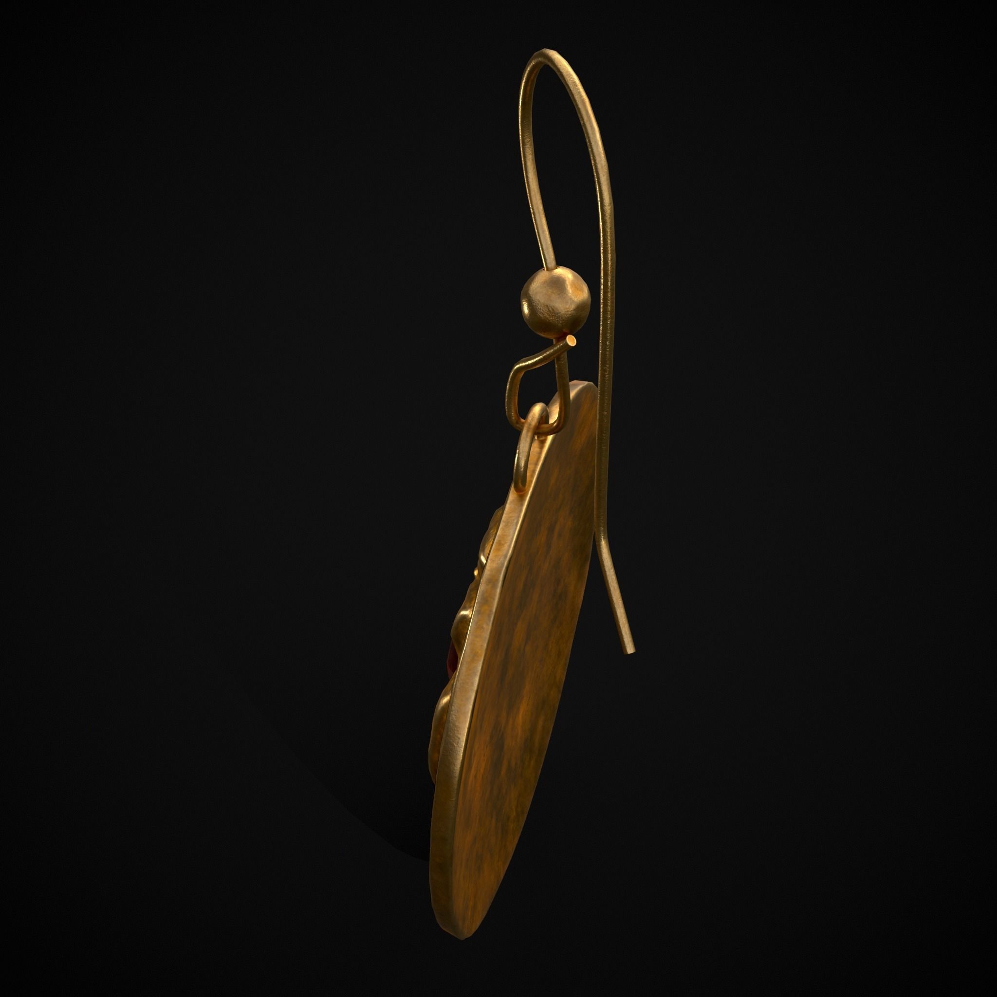 Byzantine Earrings With Garnet Low-poly 3D model_21