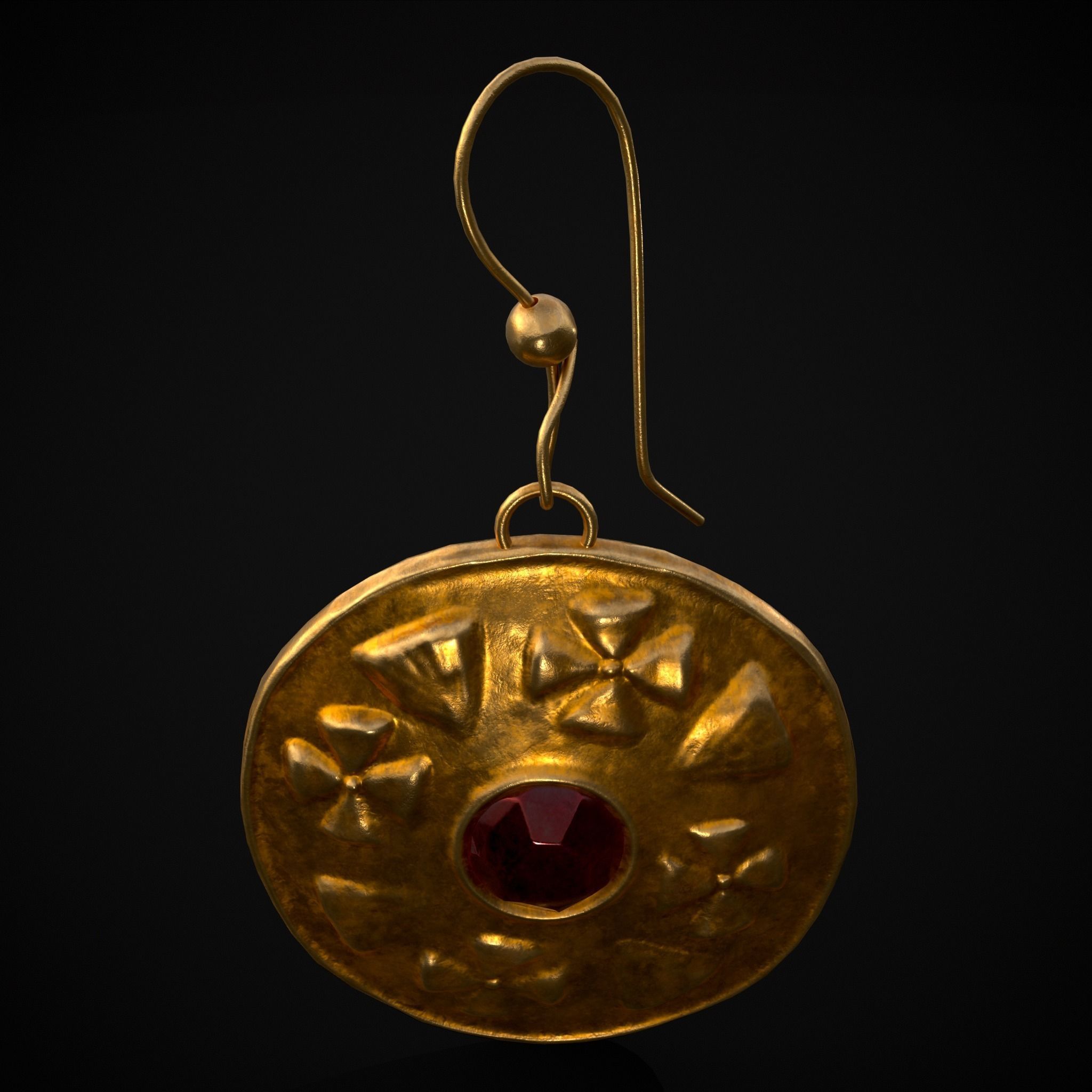 Byzantine Earrings With Garnet Low-poly 3D model_25