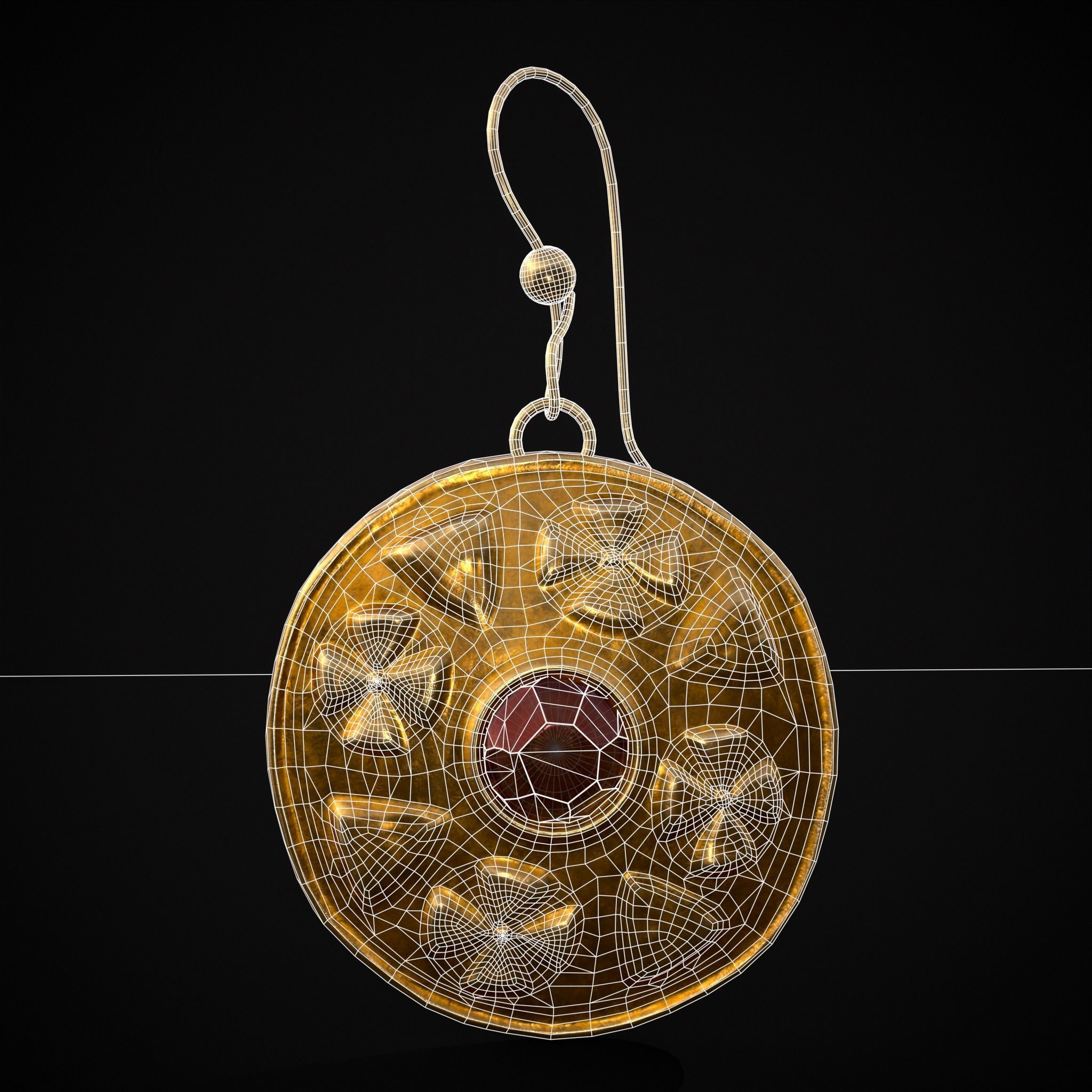 Byzantine Earrings With Garnet Low-poly 3D model_20