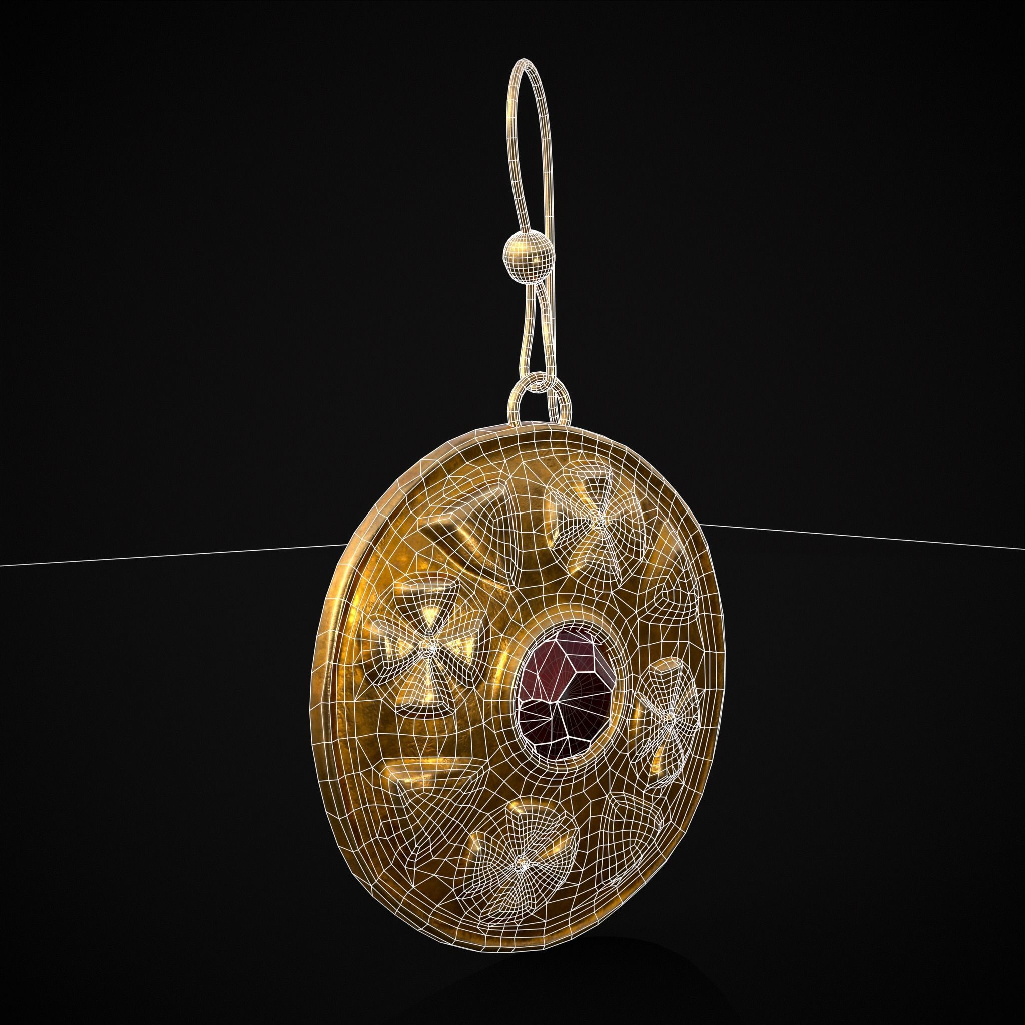 Byzantine Earrings With Garnet Low-poly 3D model_24