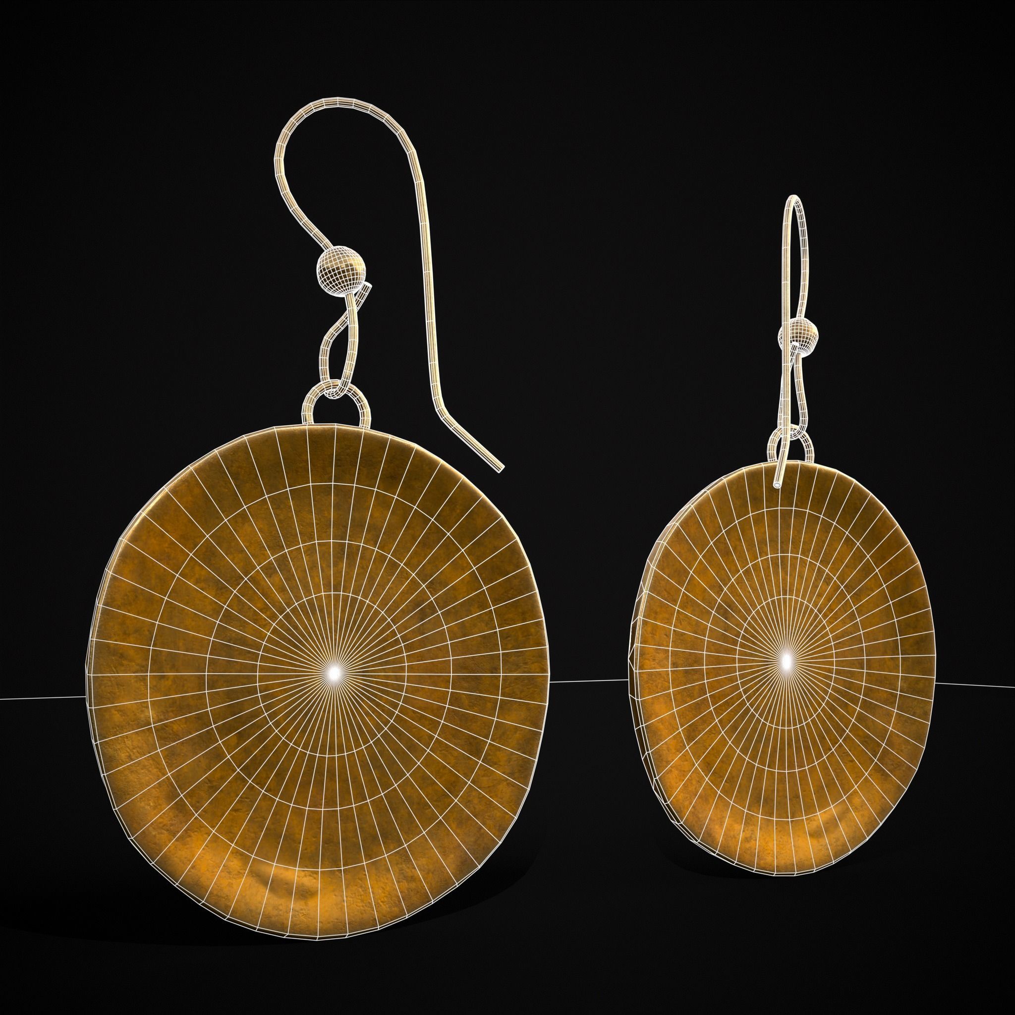 Byzantine Earrings With Garnet Low-poly 3D model_8
