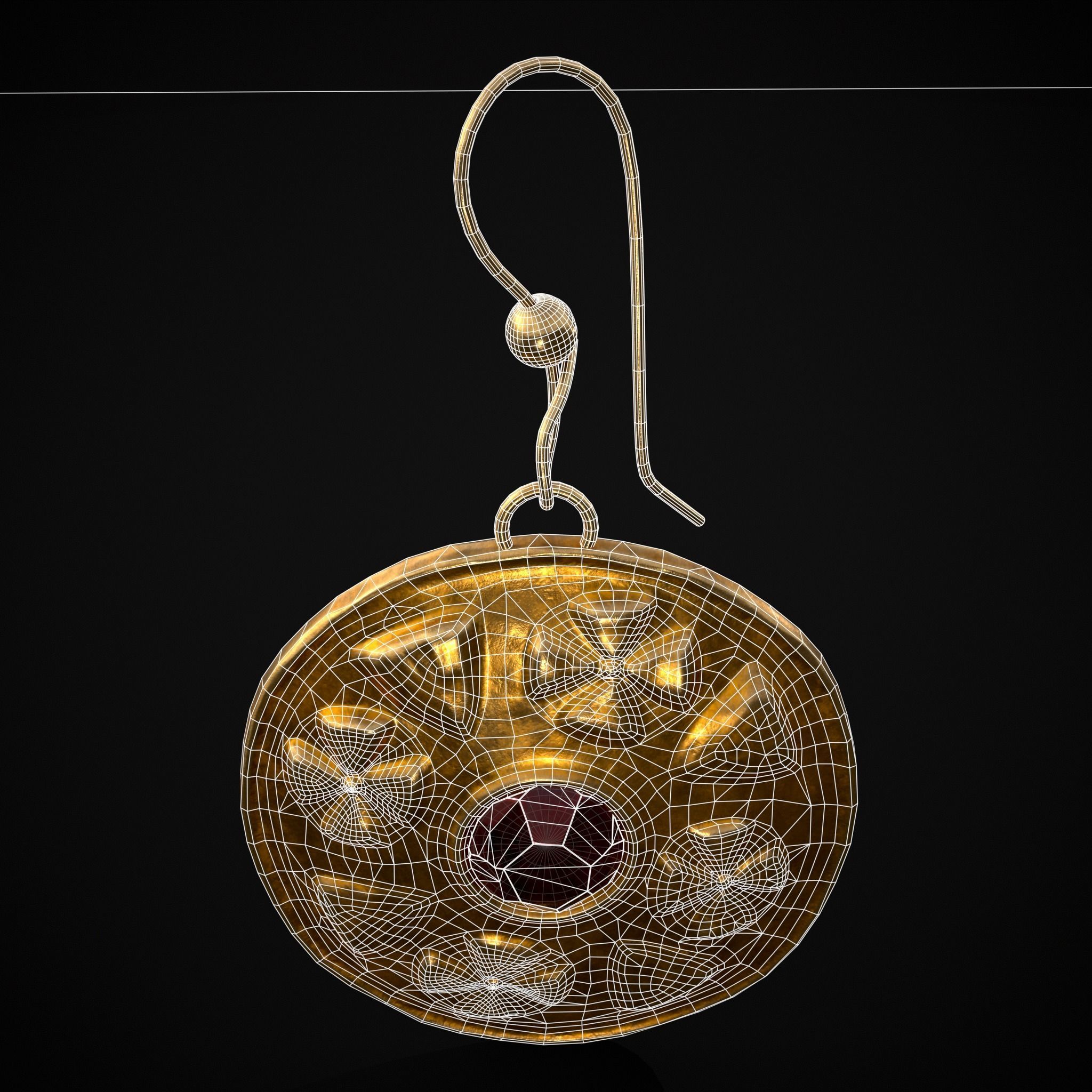 Byzantine Earrings With Garnet Low-poly 3D model_26