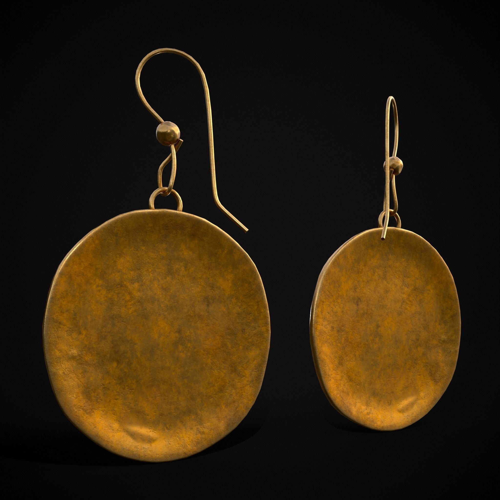 Byzantine Earrings With Garnet Low-poly 3D model_7