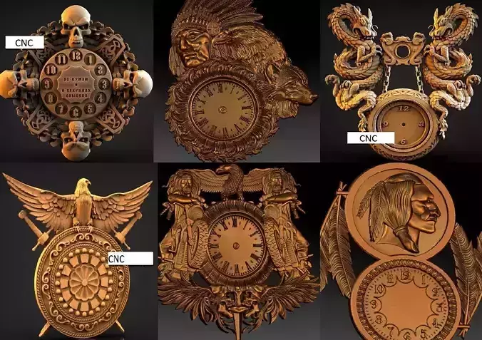 A collection of wall clocks