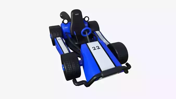 Cartoon Kart I02 Blue - Vehicle Racing Design Low-poly 3D model