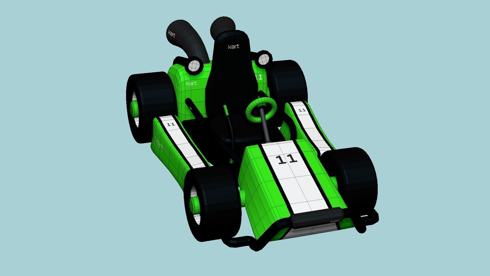 Cartoon Kart I03 Green - Vehicle Racing Design Low-poly 3D model_6