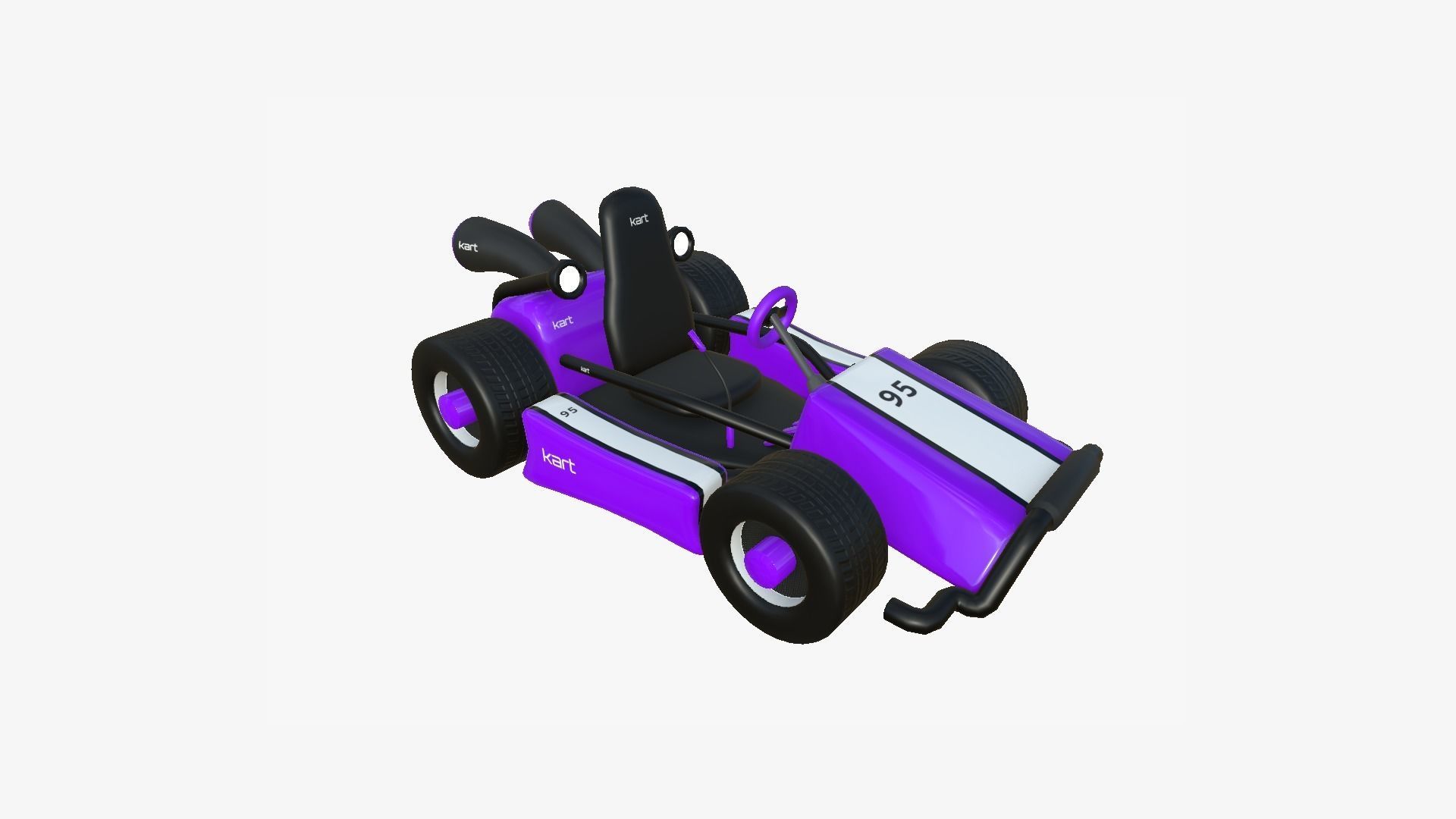 Cartoon Kart I04 Purple - Vehicle Racing Design Low-poly 3D model_4