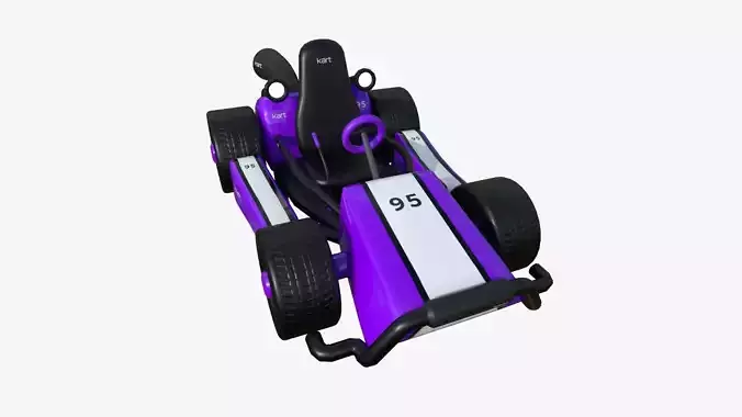 Cartoon Kart I04 Purple - Vehicle Racing Design Low-poly 3D model