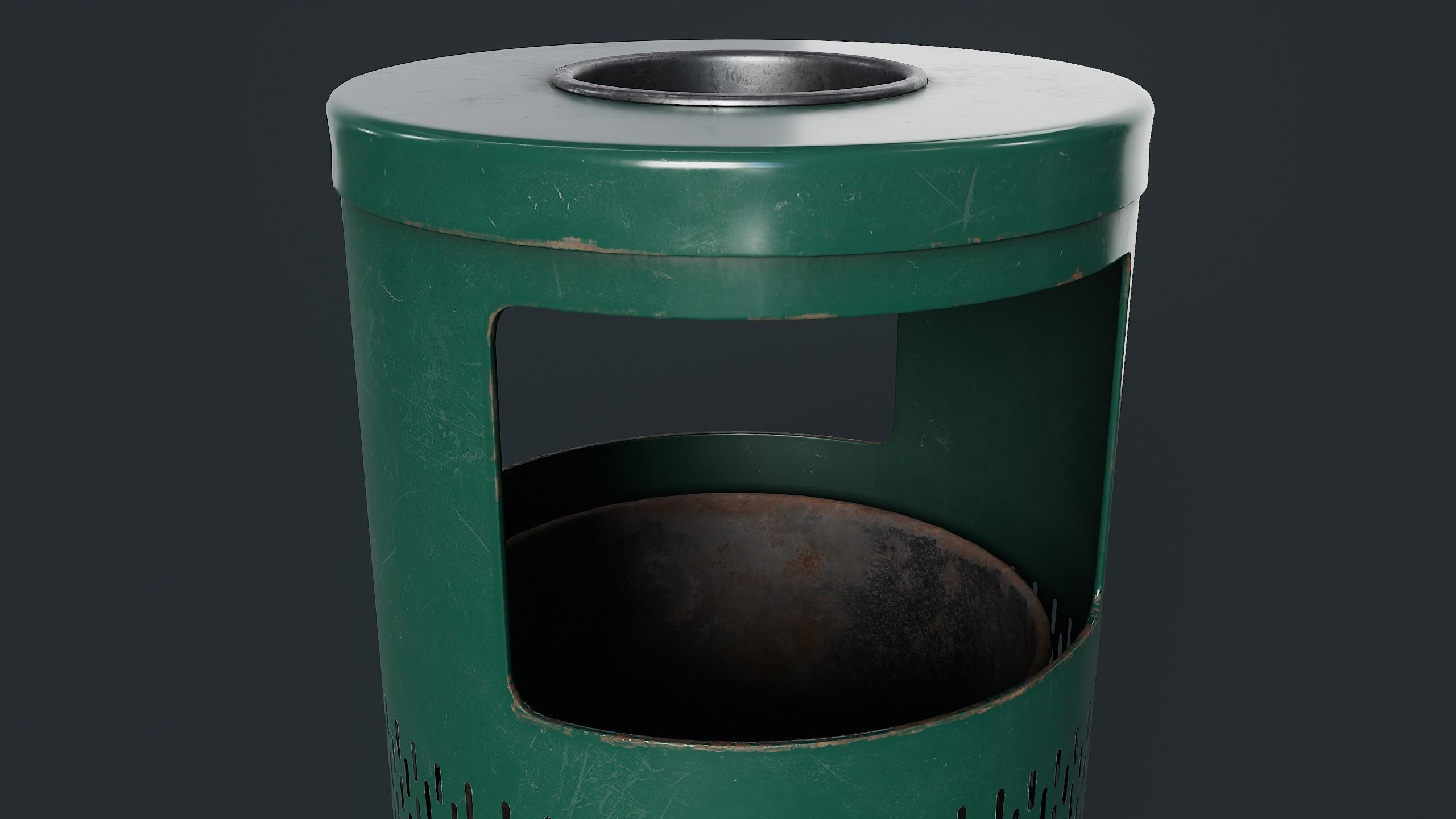 Street Trash Can 1 PBR Game Ready Low-poly 3D model_13