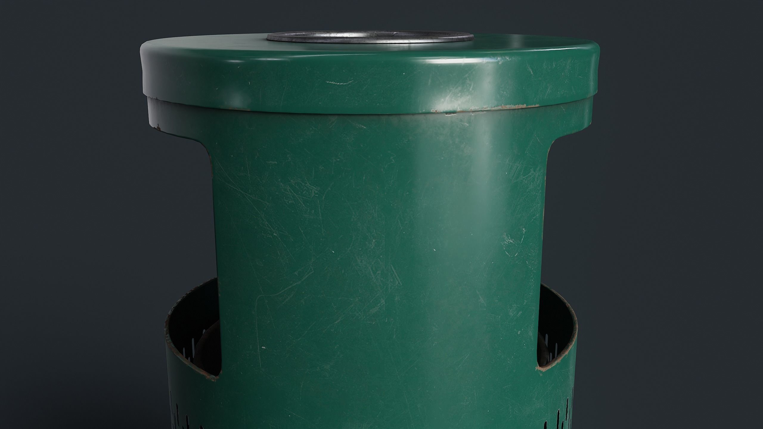 Street Trash Can 1 PBR Game Ready Low-poly 3D model_12