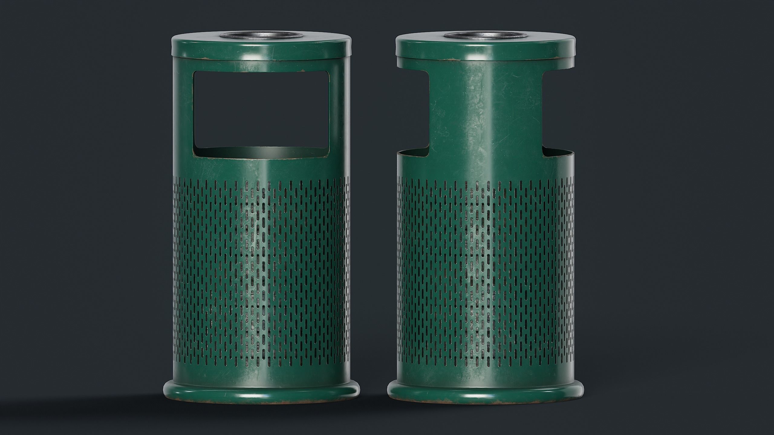 Street Trash Can 1 PBR Game Ready Low-poly 3D model_14