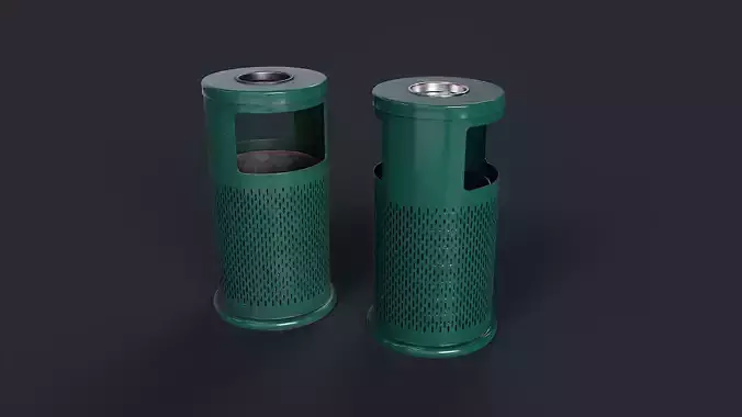 Street Trash Can 1 PBR Game Ready Low-poly 3D model