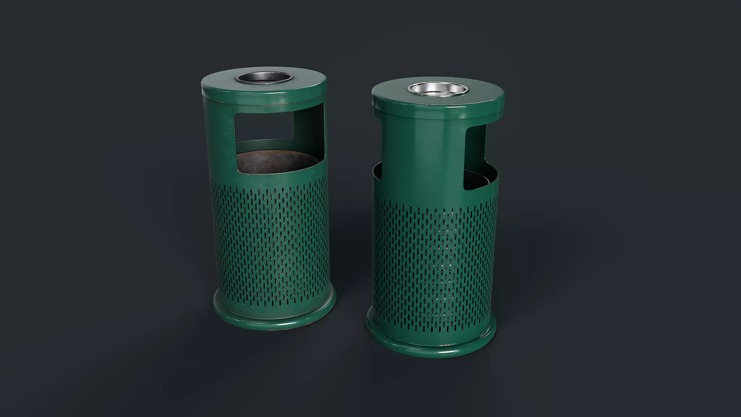 Street Trash Can 1 PBR Game Ready Low-poly 3D model_0