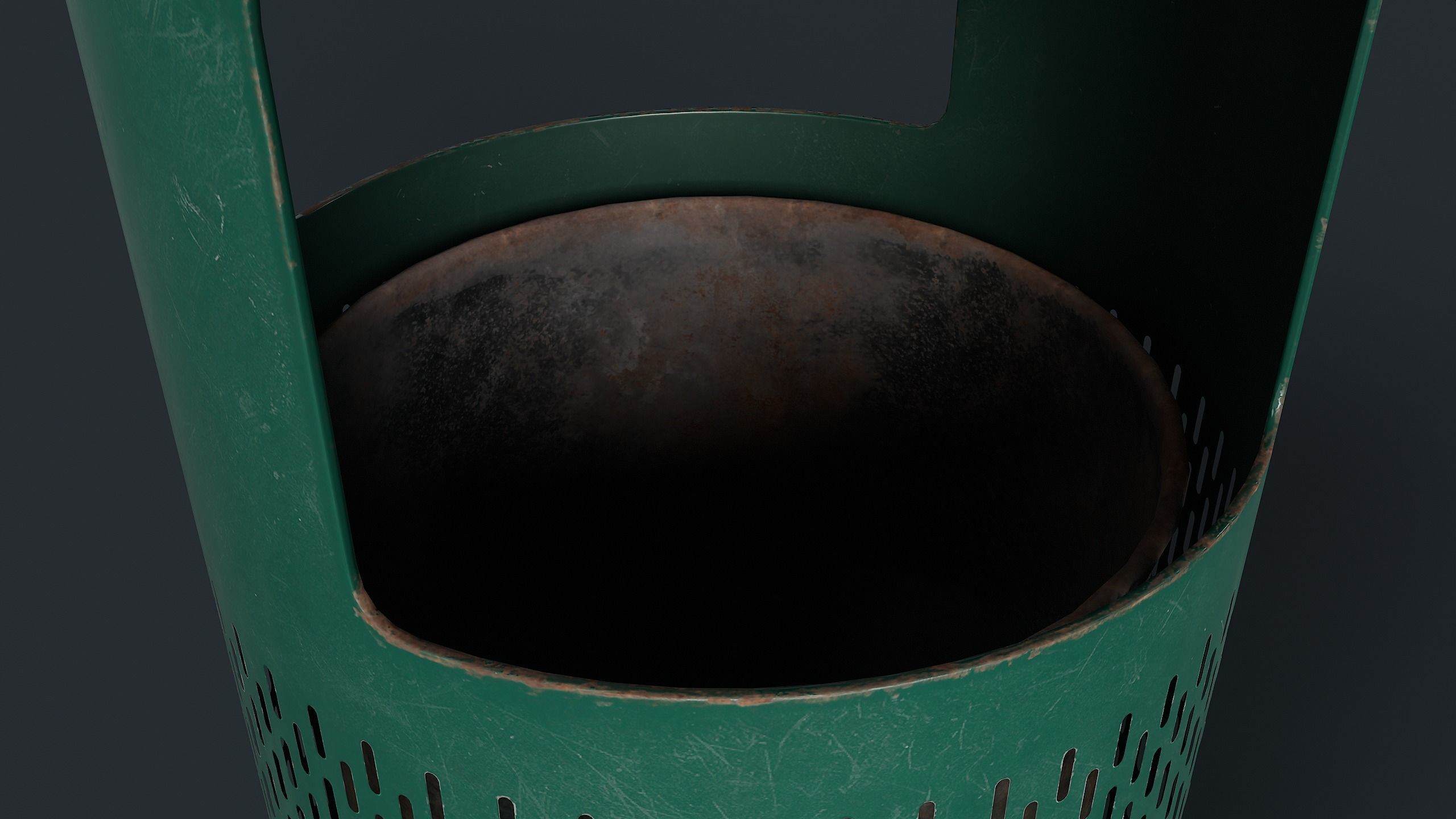 Street Trash Can 1 PBR Game Ready Low-poly 3D model_11
