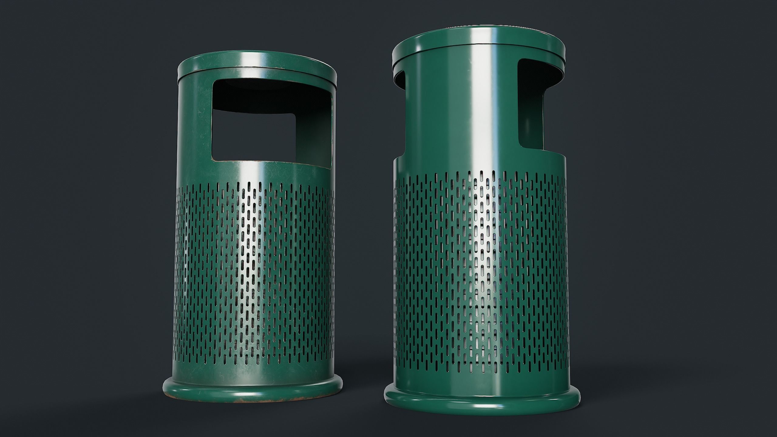 Street Trash Can 1 PBR Game Ready Low-poly 3D model_2