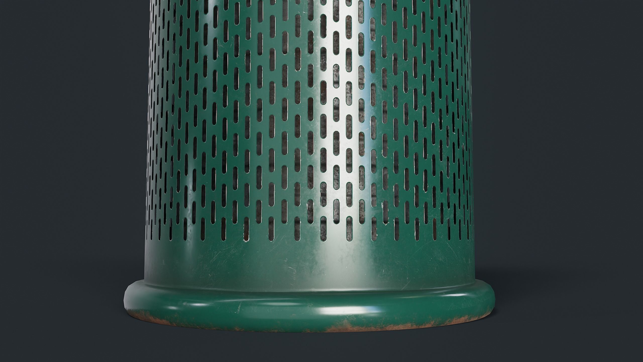 Street Trash Can 1 PBR Game Ready Low-poly 3D model_8