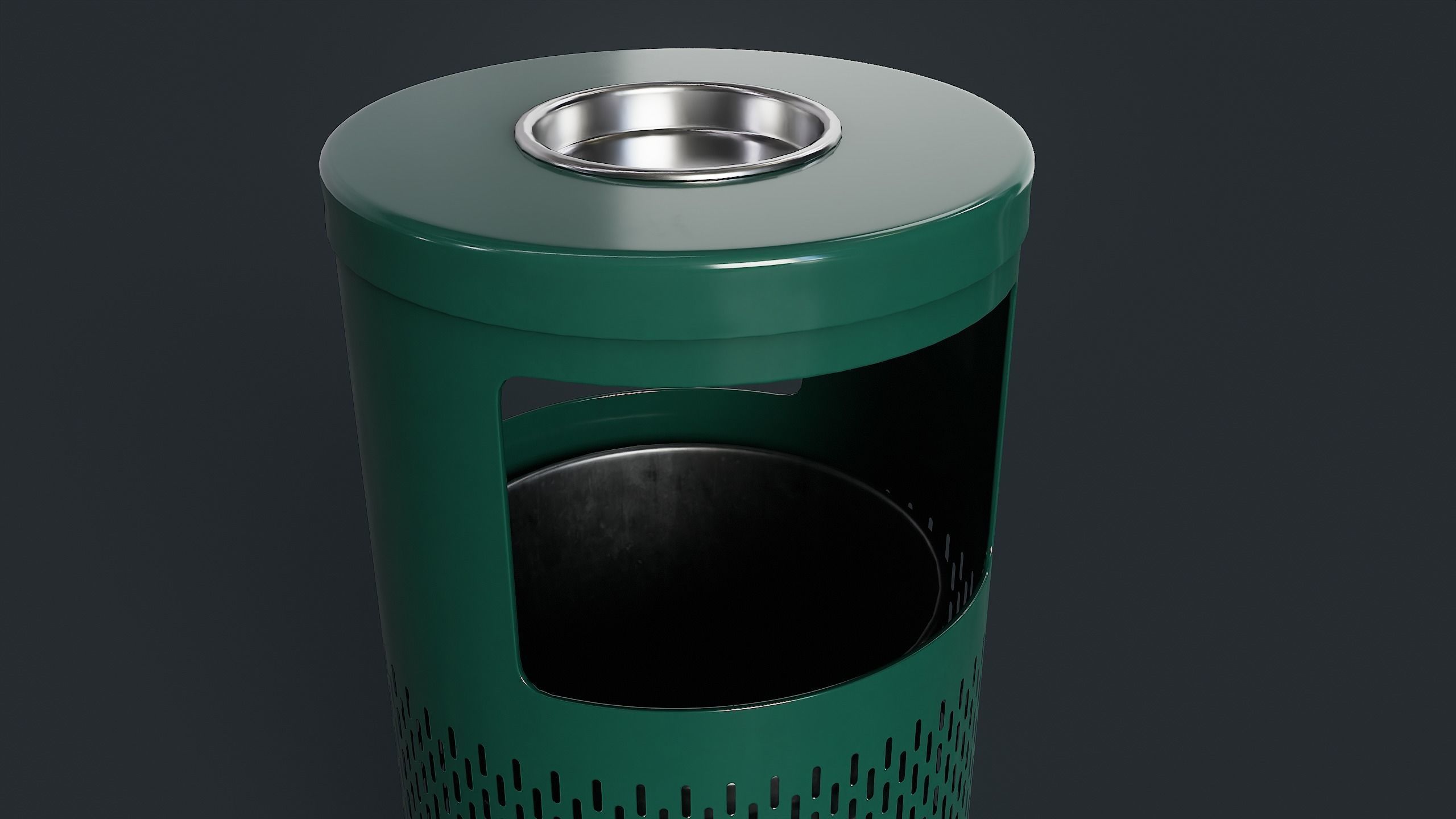 Street Trash Can 1 PBR Game Ready Low-poly 3D model_16
