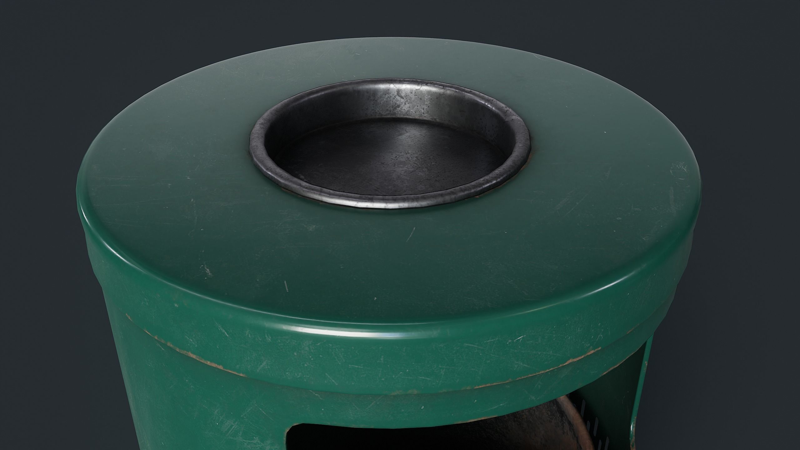 Street Trash Can 1 PBR Game Ready Low-poly 3D model_9