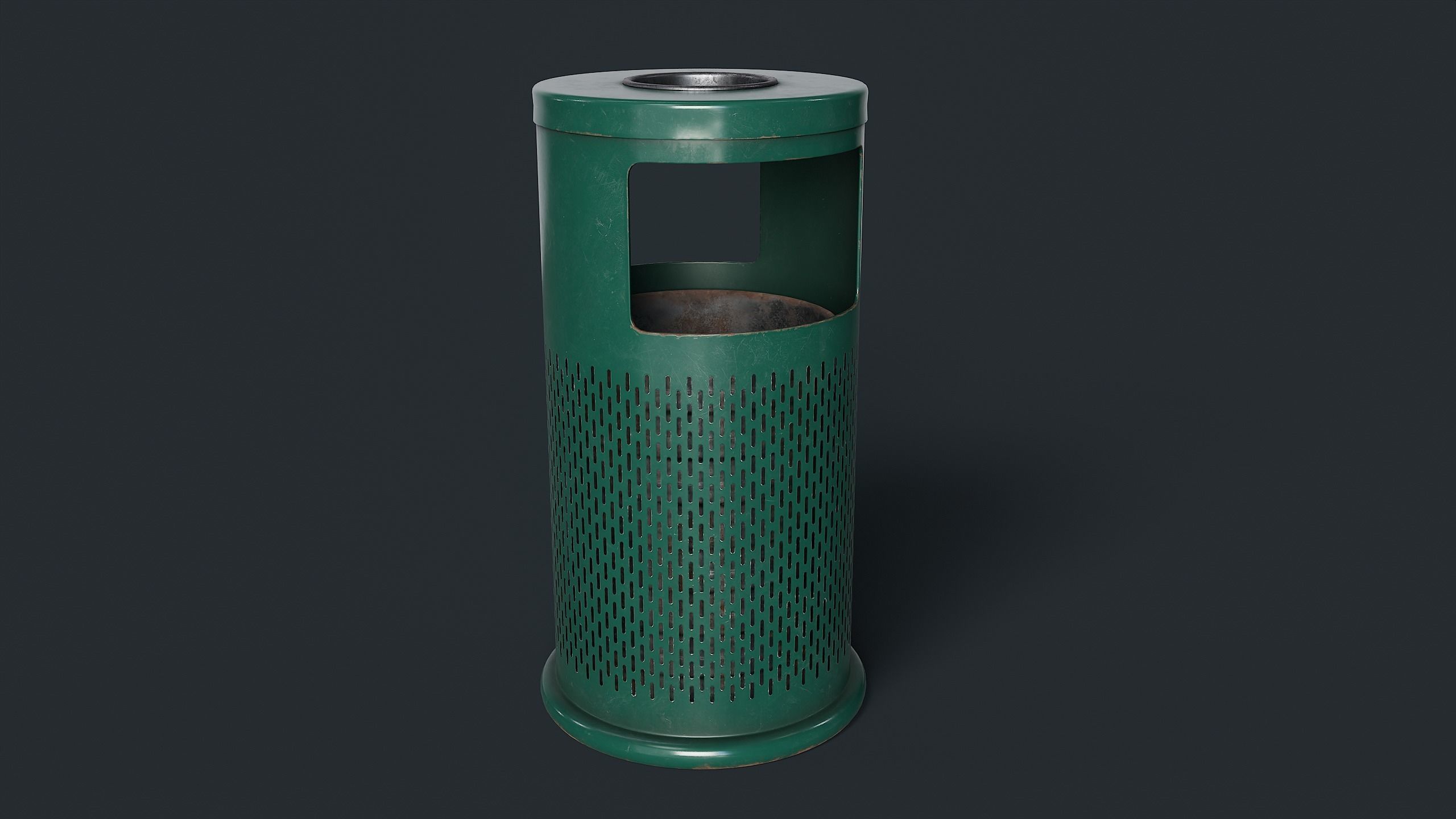 Street Trash Can 1 PBR Game Ready Low-poly 3D model_5