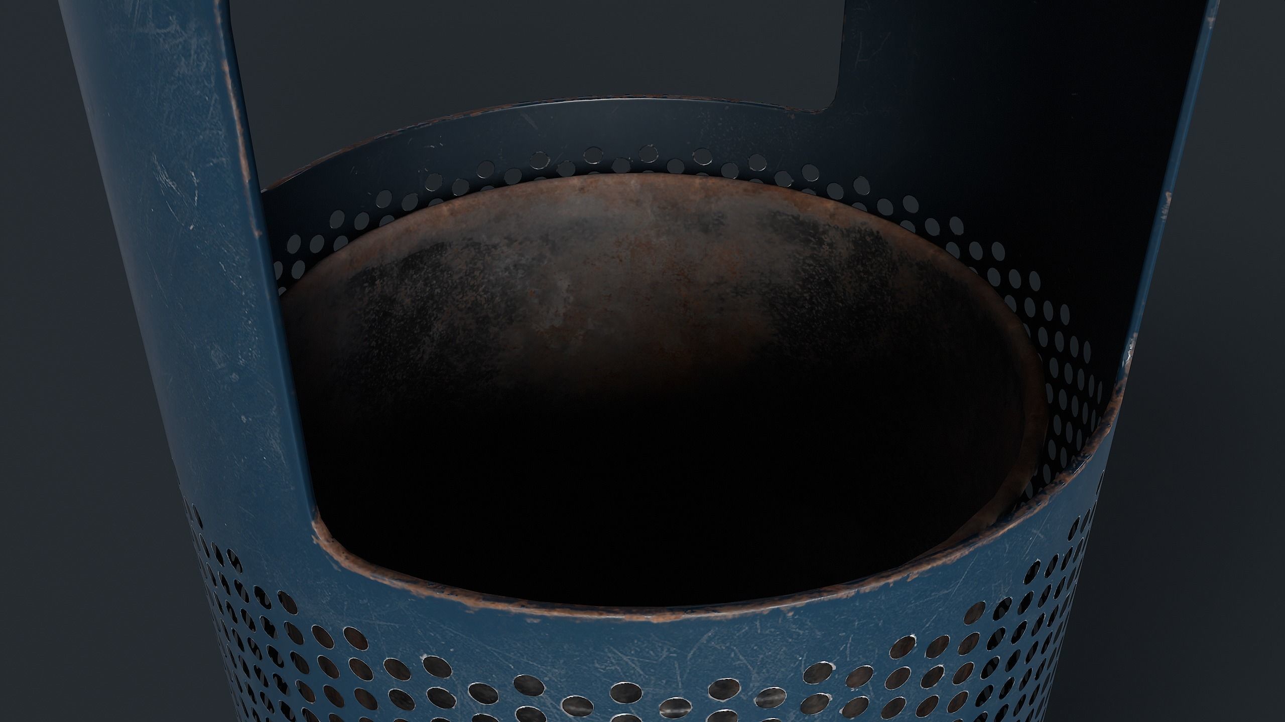 Street Trash Can 2 PBR Game Ready Low-poly 3D model_11