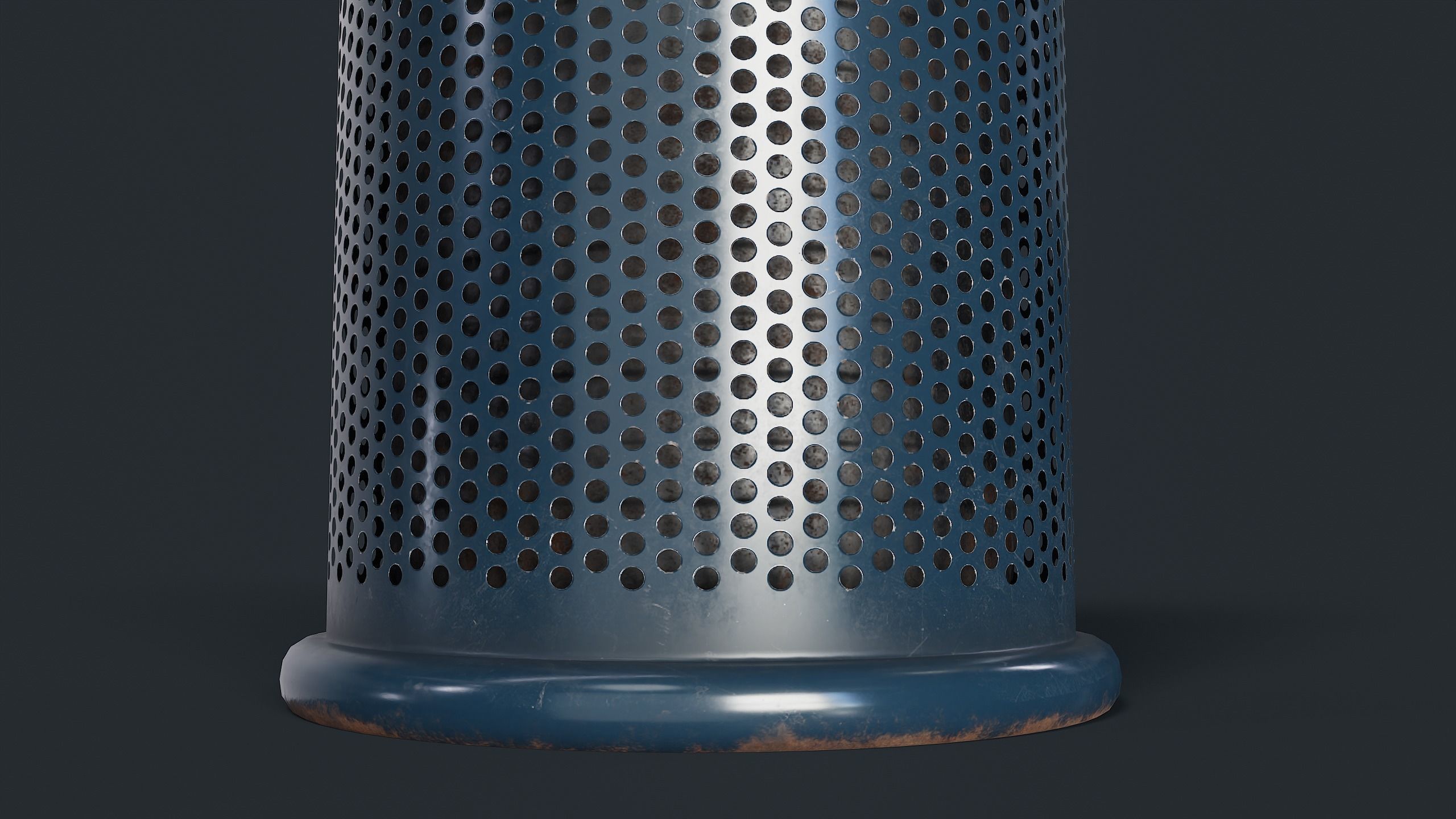 Street Trash Can 2 PBR Game Ready Low-poly 3D model_8