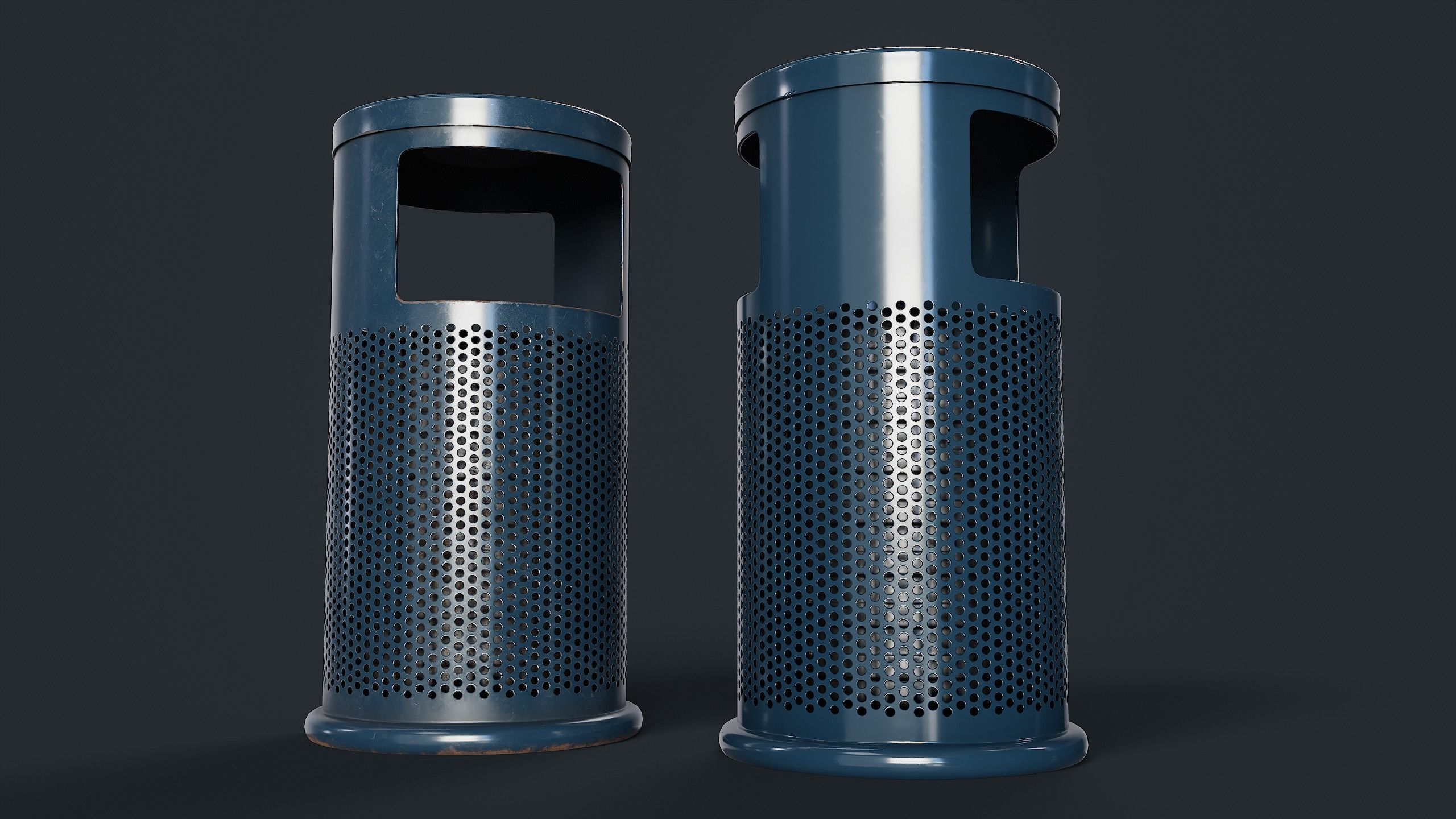 Street Trash Can 2 PBR Game Ready Low-poly 3D model_2