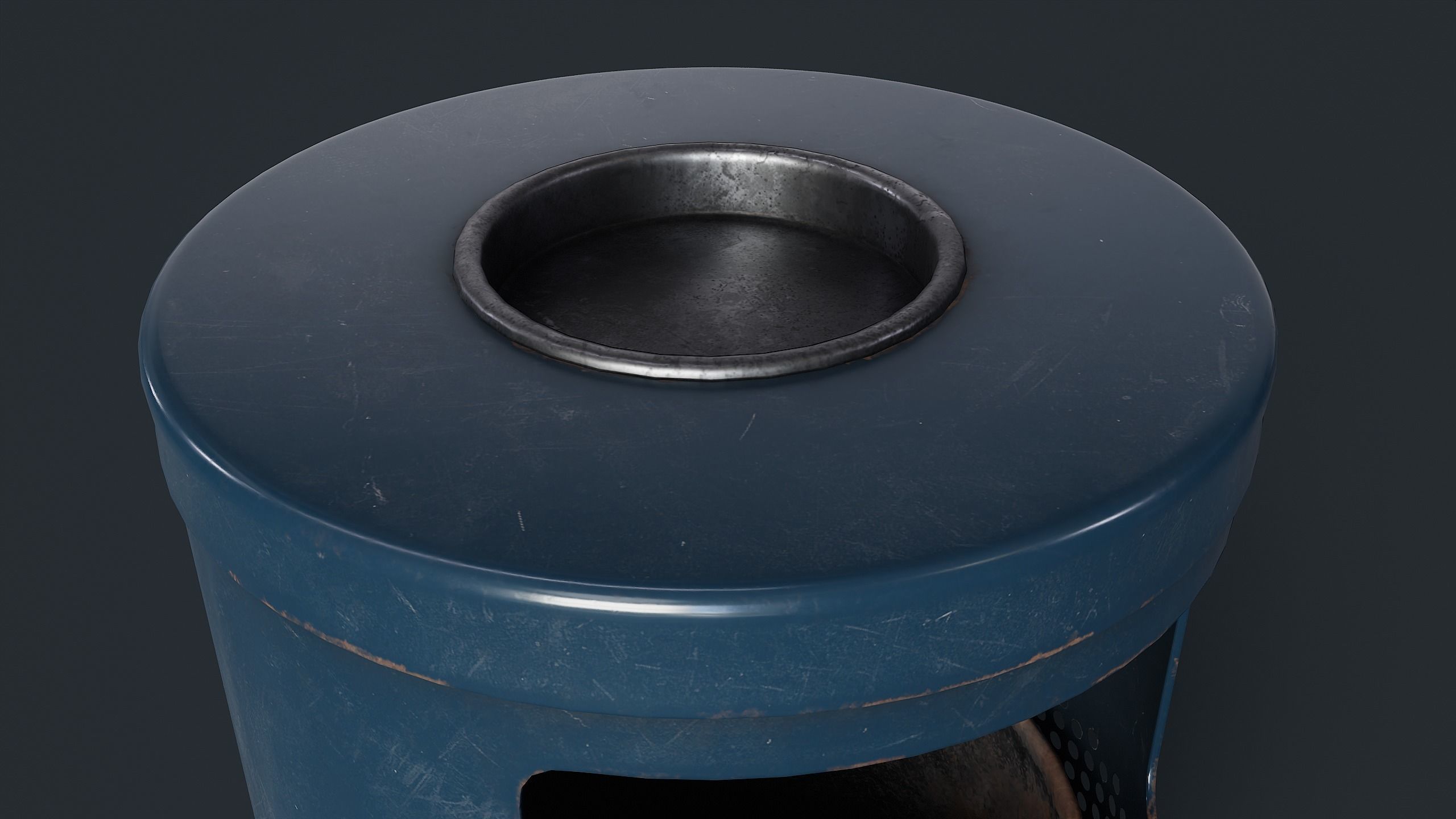 Street Trash Can 2 PBR Game Ready Low-poly 3D model_9