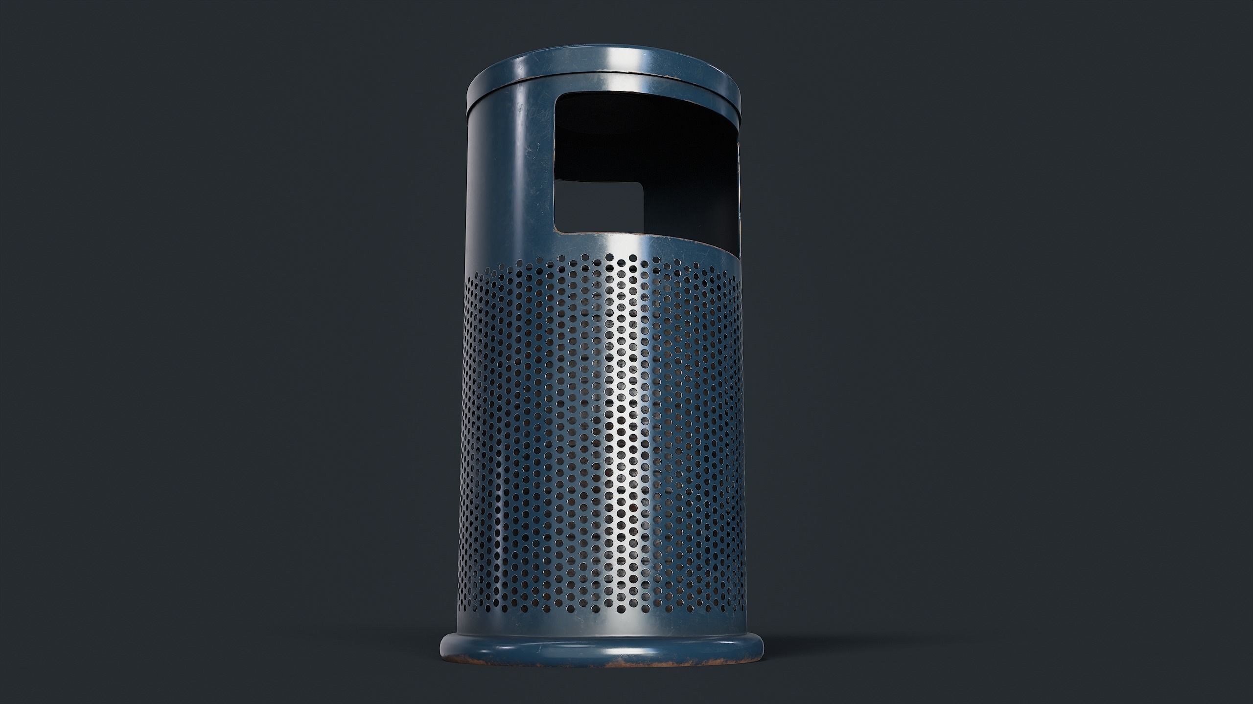 Street Trash Can 2 PBR Game Ready Low-poly 3D model_6