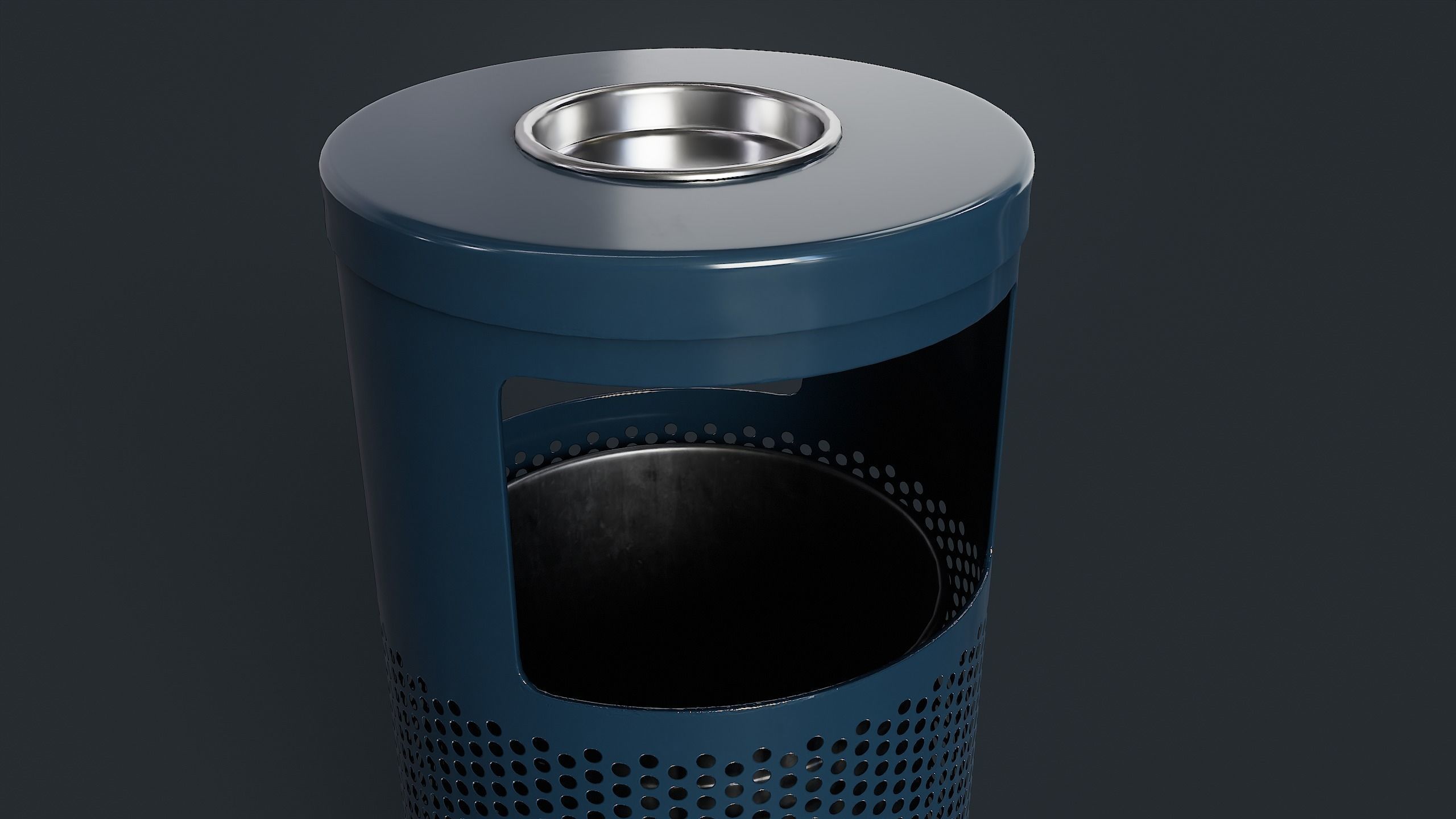 Street Trash Can 2 PBR Game Ready Low-poly 3D model_16