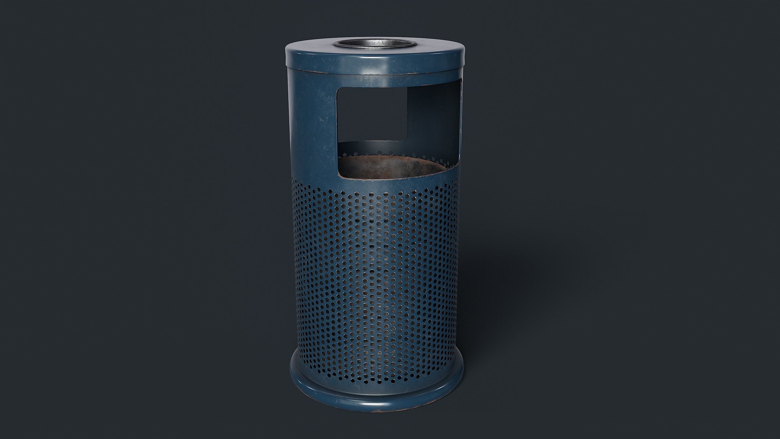Street Trash Can 2 PBR Game Ready Low-poly 3D model_5