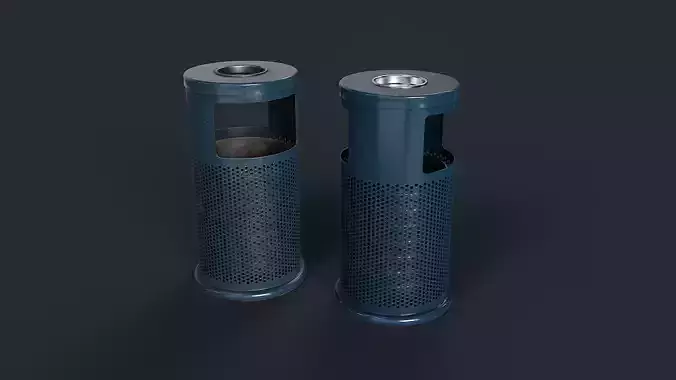 Street Trash Can 2 PBR Game Ready Low-poly 3D model